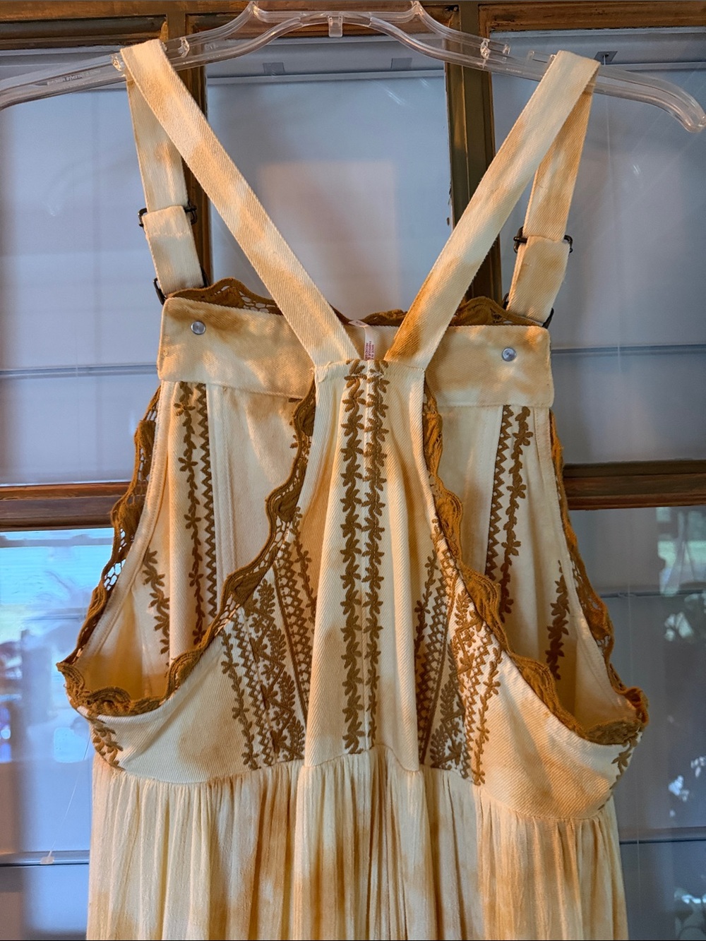 Free People Devon Skirtall Yellow Tie-Dye Embroidered Maxi Dress - Picture 6 of 9